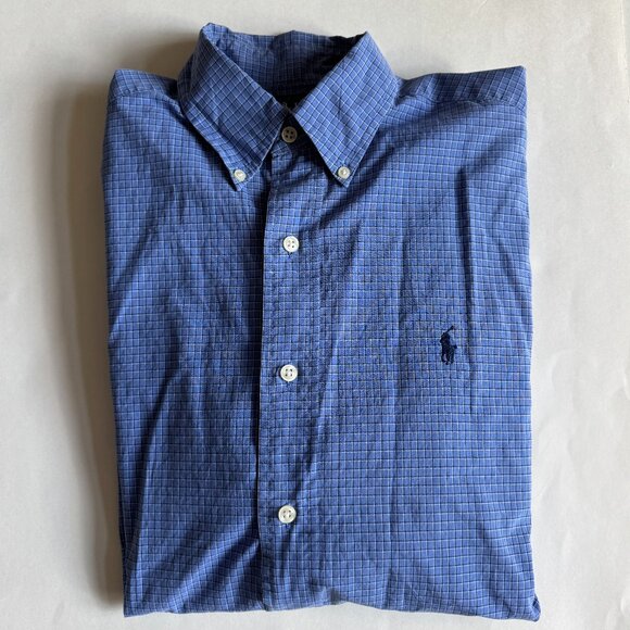 Polo Ralph Lauren Classic Fit Long Sleeve Checked Poplin Button Down Shirt M - Picture 1 of 4